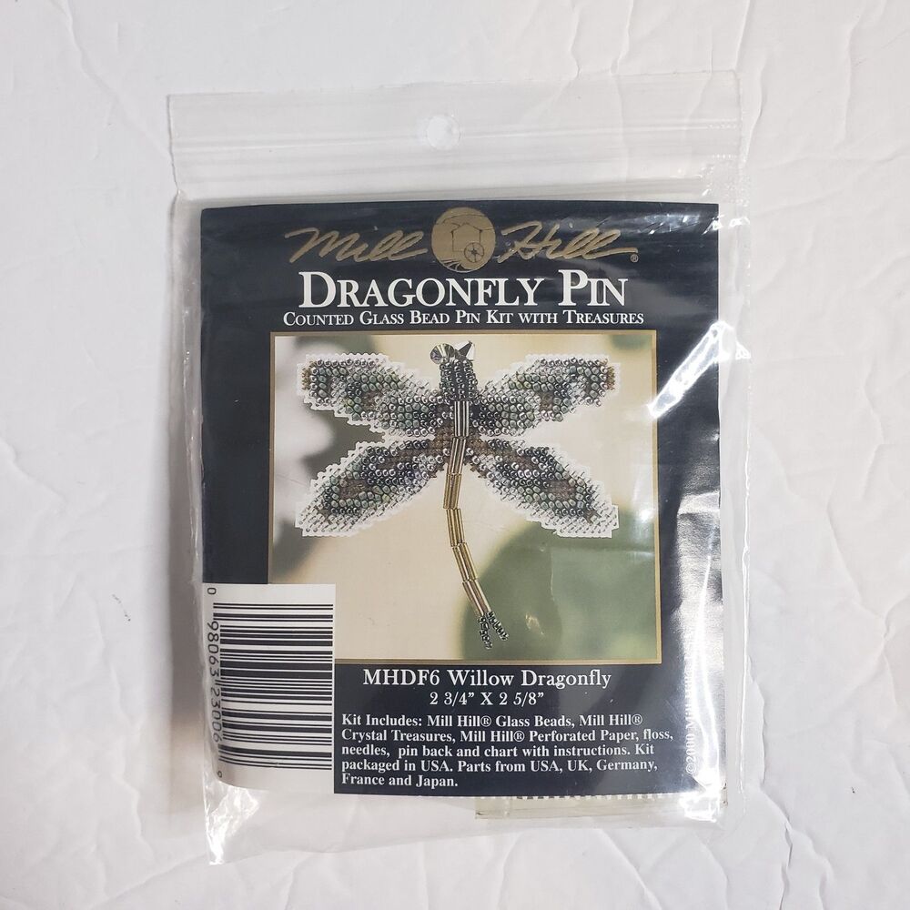 MILL HILL Willow Dragonfly Pin MHDF6 Counted Glass Bead Cross Stitch Kit NEW